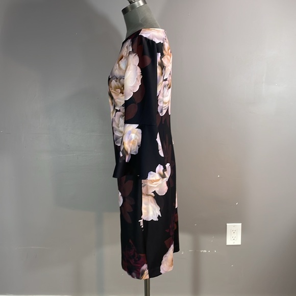 Calvin Klein size 10 bell sleeve floral stretchy sheath dress - Picture 3 of 17